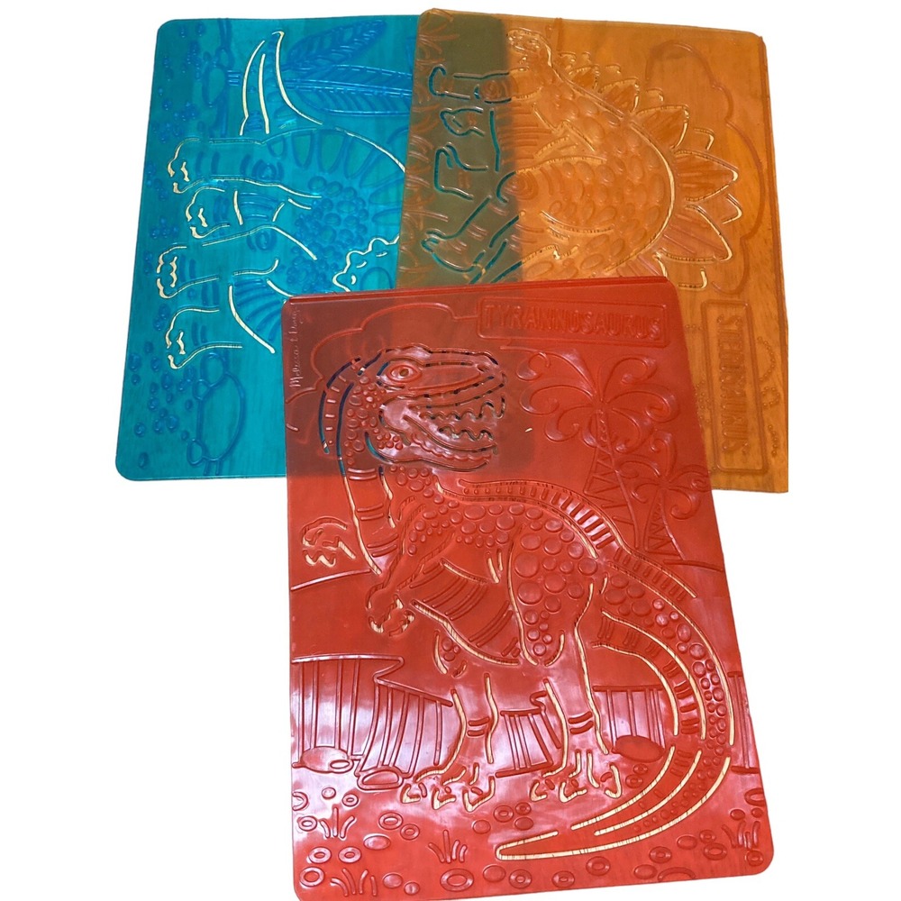 Melissa & Doug Textured Dinosaur Stencils / Rubbing Plates Set of 3